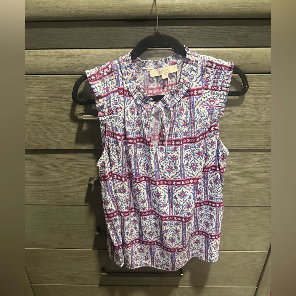 LOFT Multicolor Bohemian Blouse Tank Size Large - Picture 1 of 5